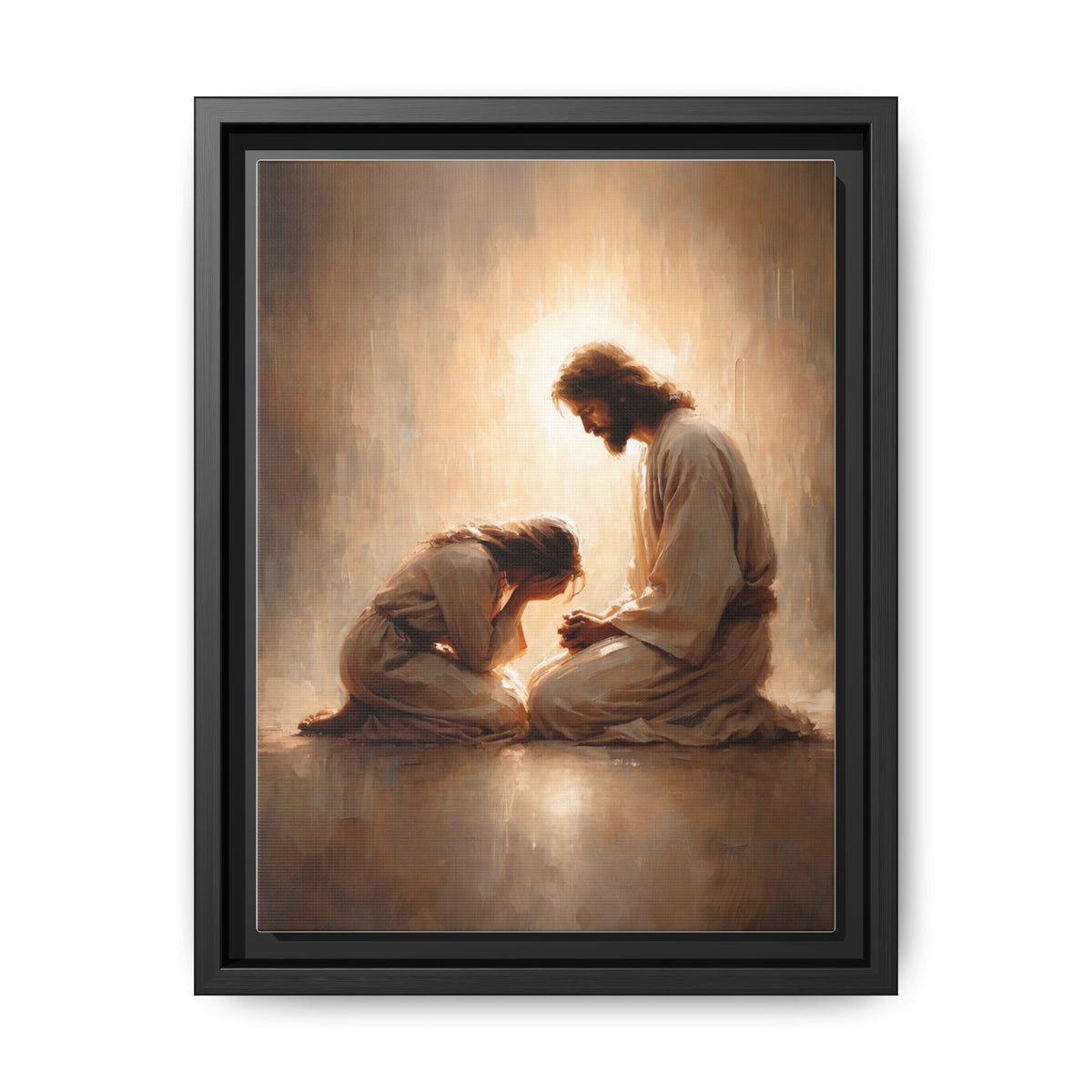 Girl Crying with Jesus - Canvas