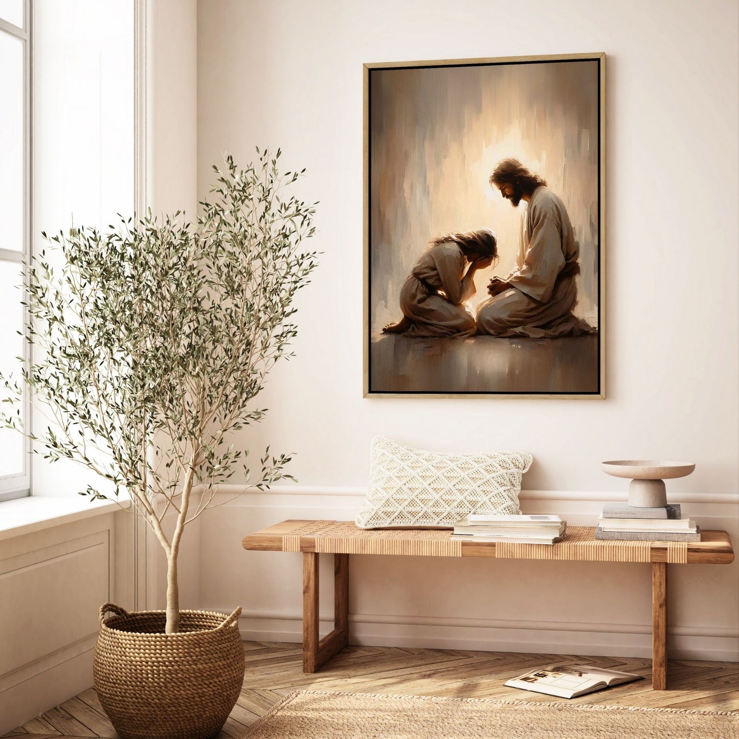 Girl Crying with Jesus - Canvas