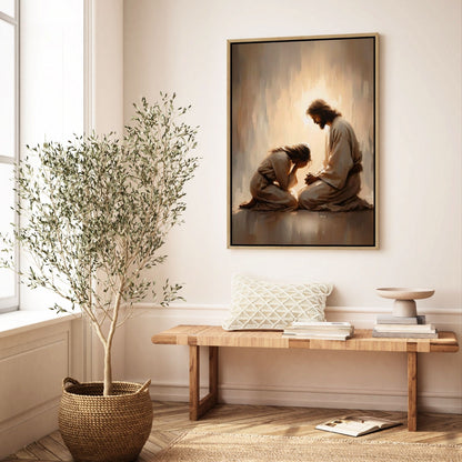 Girl Crying with Jesus - Canvas