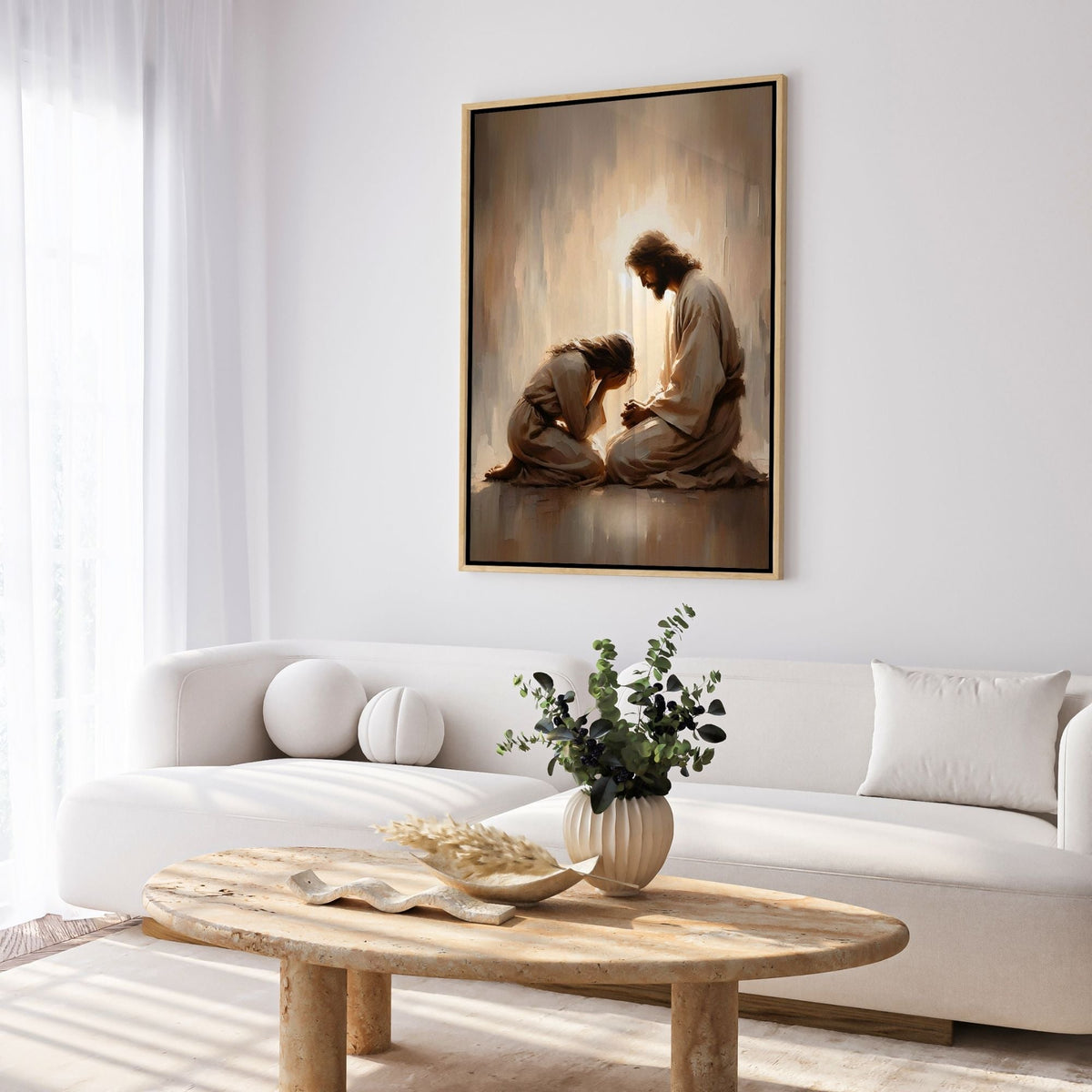 Girl Crying with Jesus - Canvas