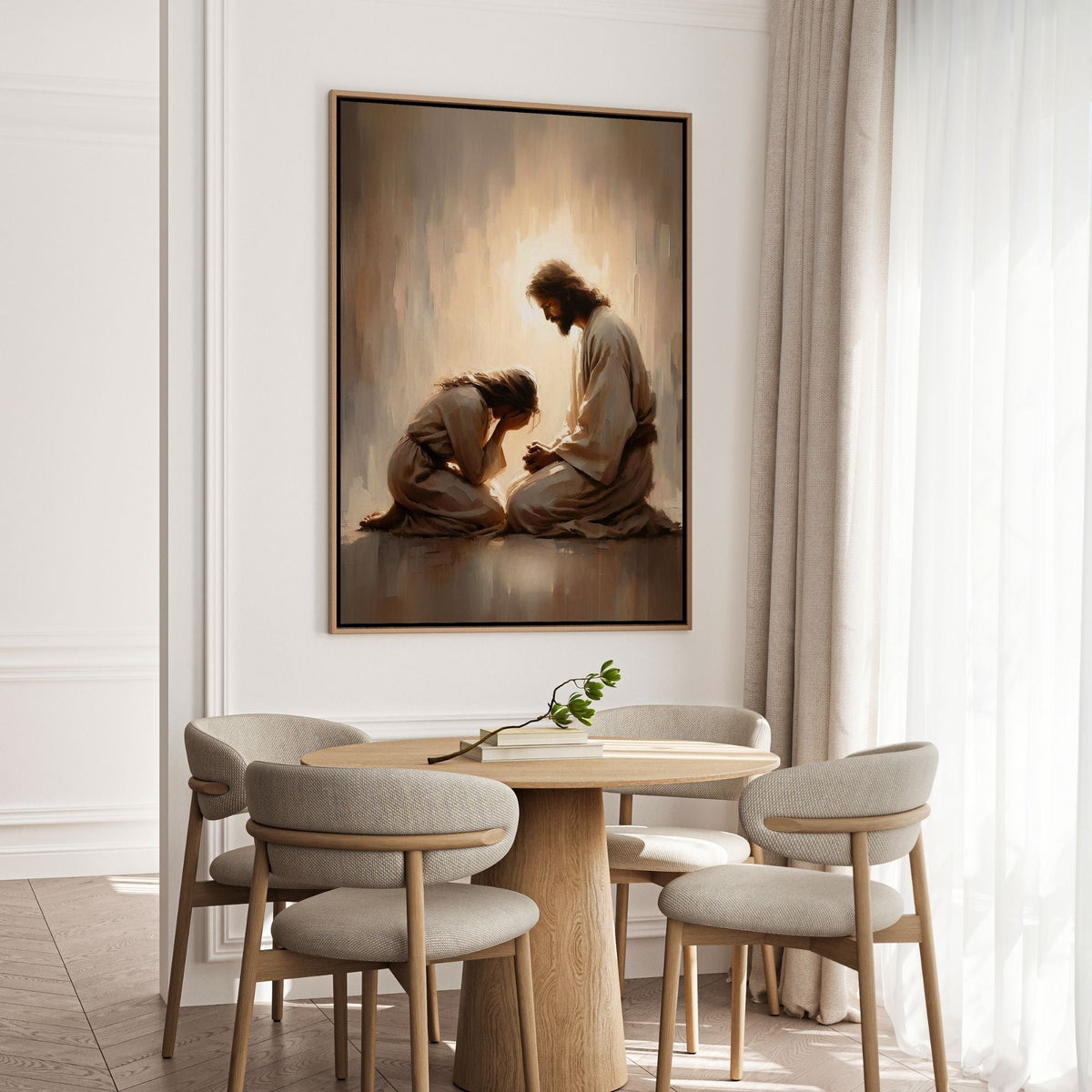 Girl Crying with Jesus - Canvas