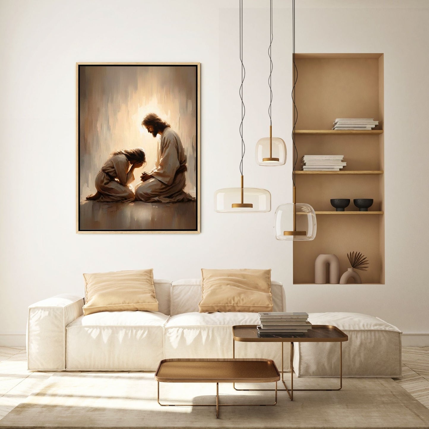 Girl Crying with Jesus - Canvas