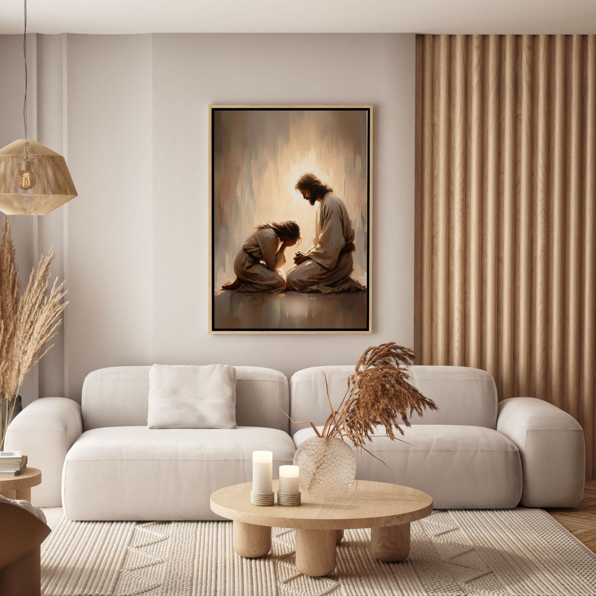 Girl Crying with Jesus - Canvas